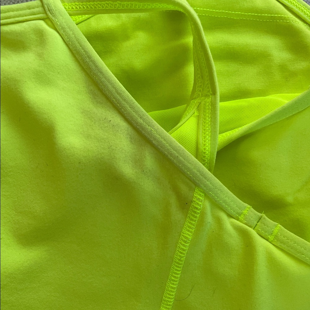 Flawed Lululemon Y Back Tank Top, Highlighter Yellow, size 10 - Picture 6 of 8